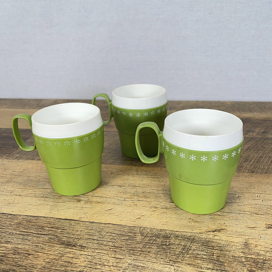 Mid-Century New-Mar Coffee Mugs/Cups Green Set Of 3