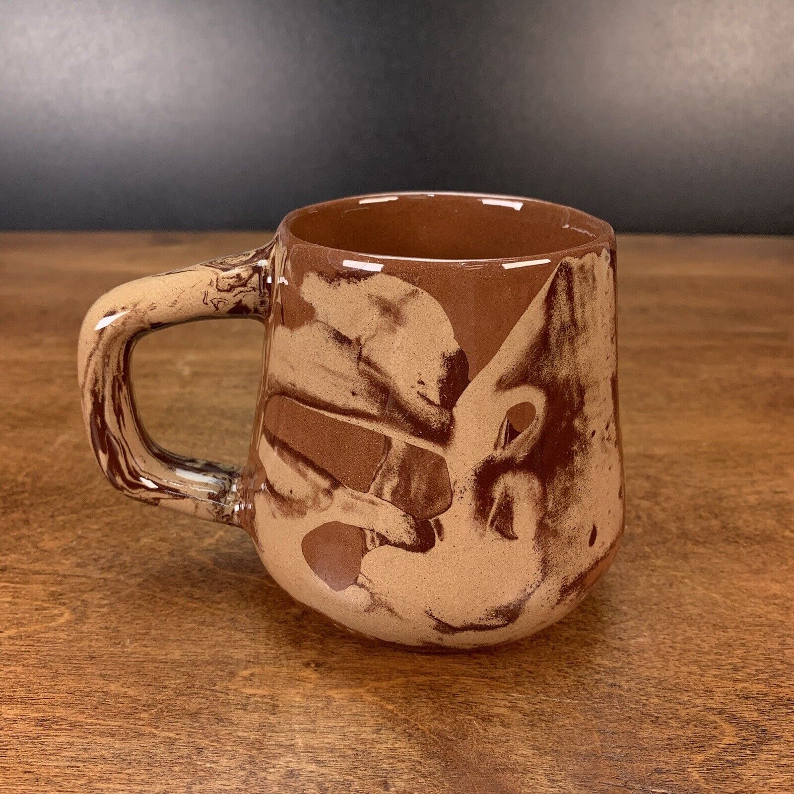 Custom Handmade Ceramic Mug Chocolate Color Marbled Design Dated 2006