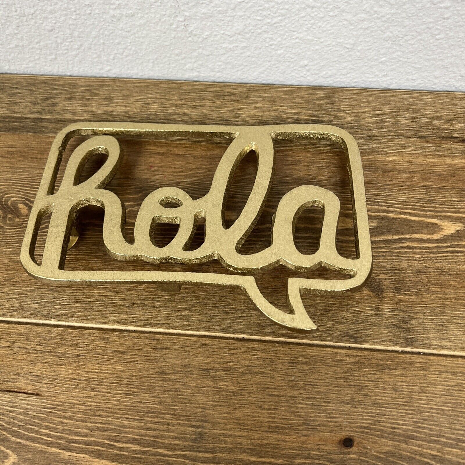 Hola Metal Sign Wall  Art  Hello Gold Color Home Decor