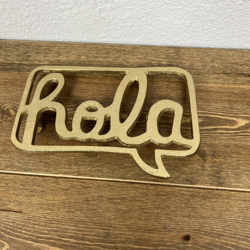 Hola Metal Sign Wall  Art  Hello Gold Color Home Decor