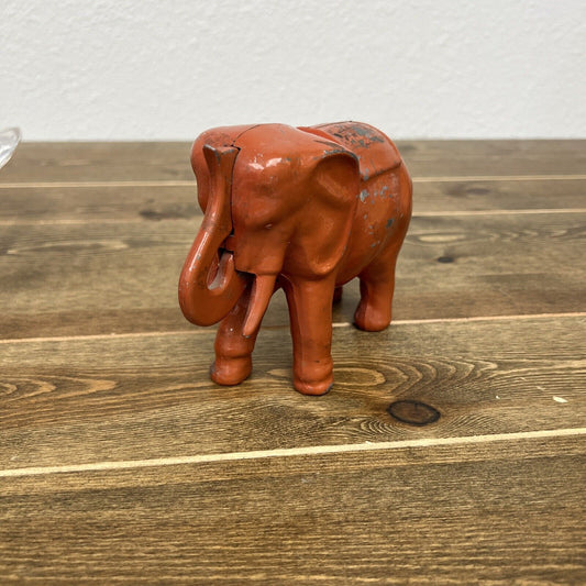 Vintage Piggy Bank Of Los Angeles Security First National Red Elephant Cast Iron