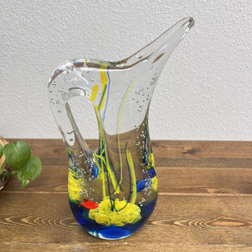 Colorful Murano Glass Nautical Fish Theme Pitcher Style Home Decor