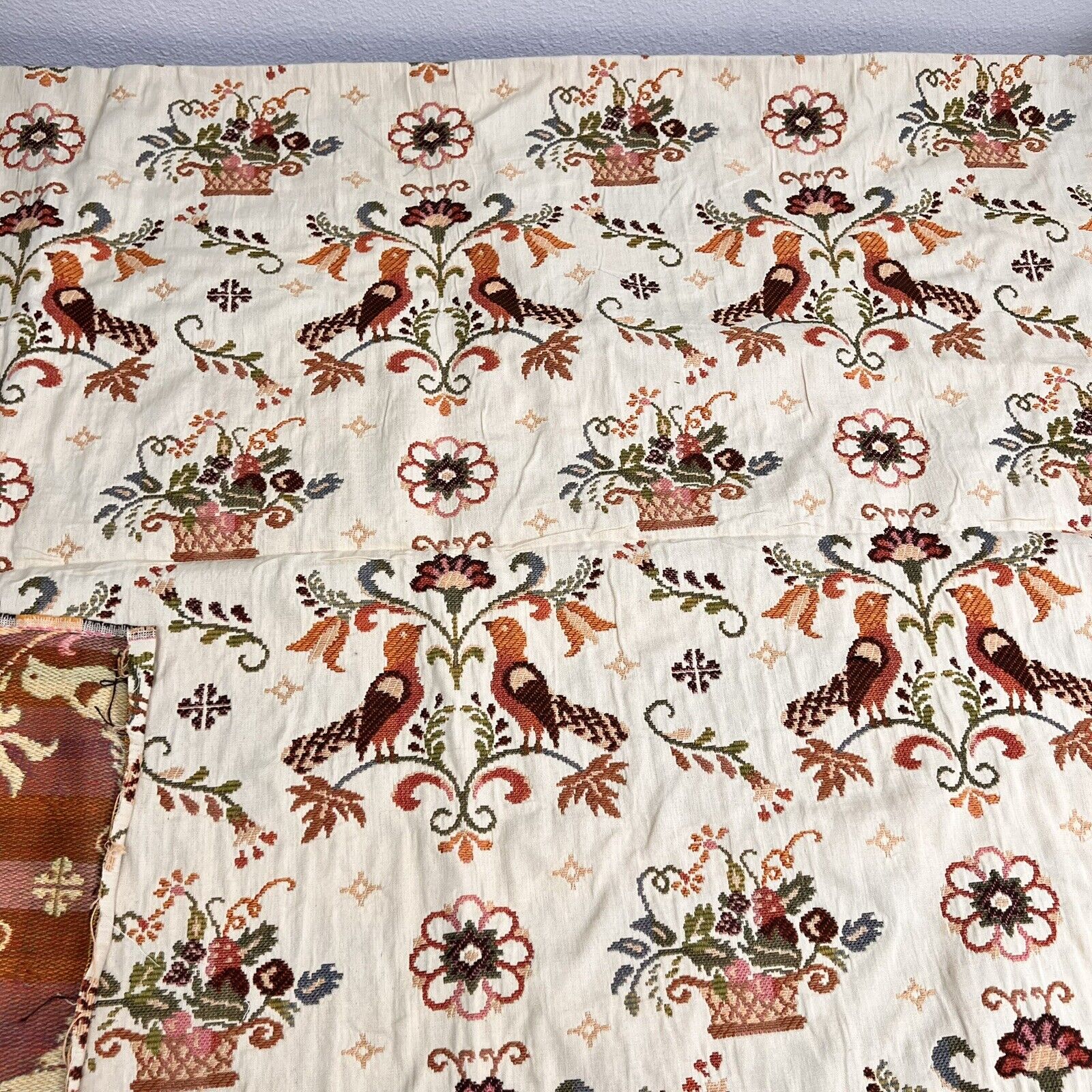 Vintage Embroidered Luxury Floral Upholstery Fabric Multi 54”x77”