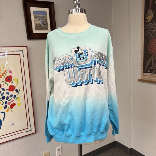 Walt Disney World Crewneck Sweatshirt Women’s Tie Dye Blue White Size L