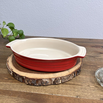 Le Creuset Red Oval Baking Dish Stoneware Kitchen #14-22