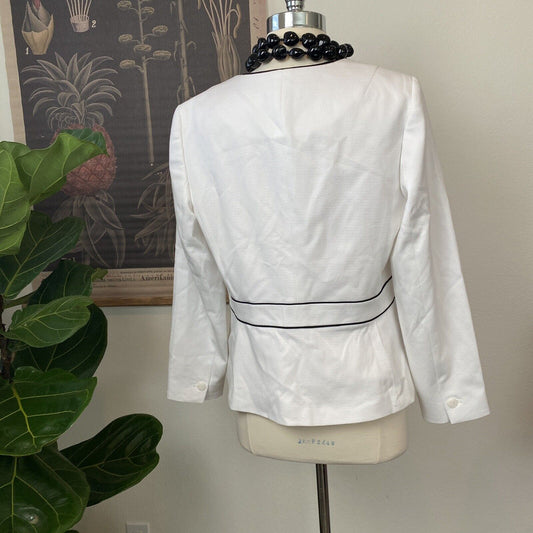 TALBOTS White Knit Blazer Jacket Coat Women's Petite Size 10P - NWT Retail $189