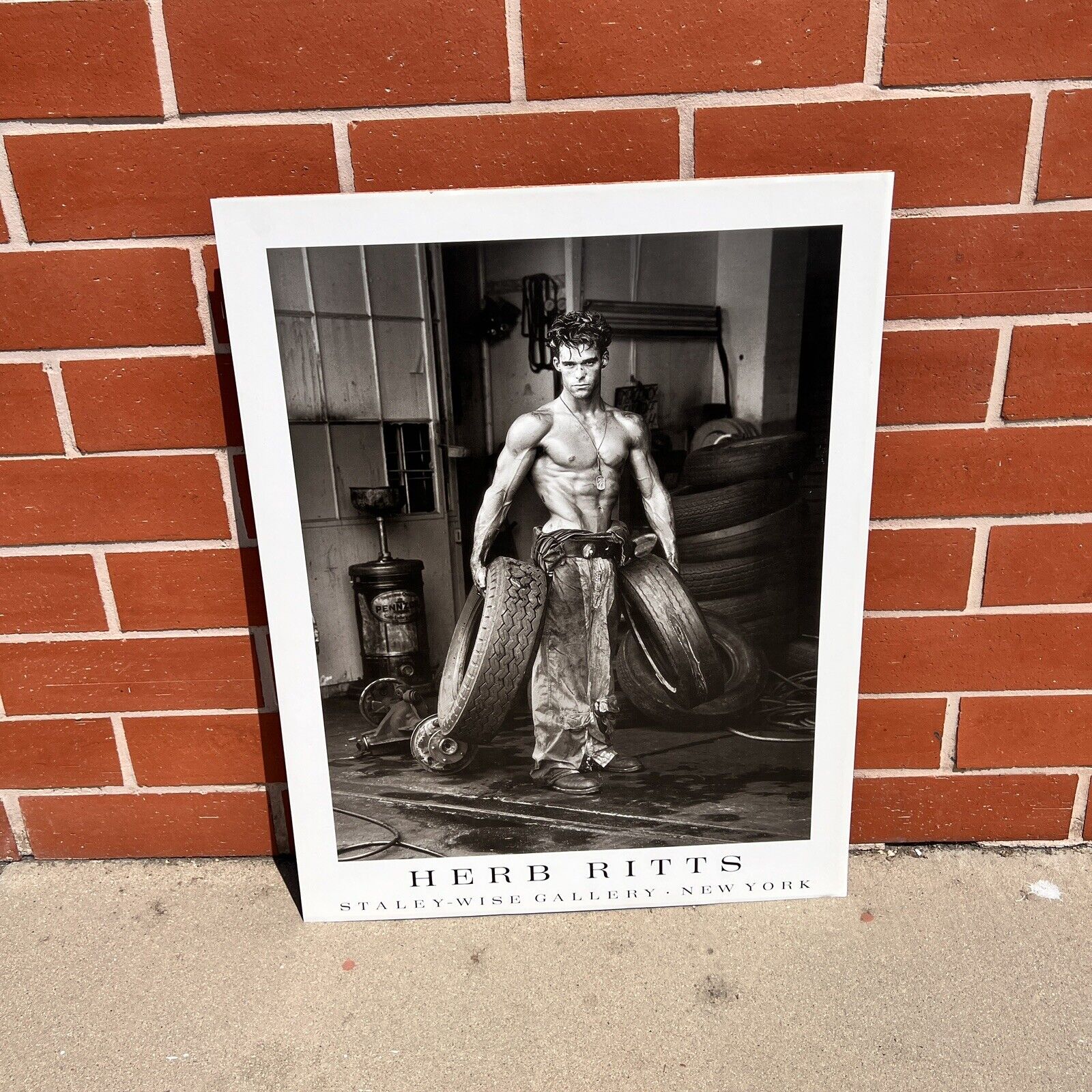 Herb Ritts "Fred with Tires" Stanley Wise Gallery New York Poster Board