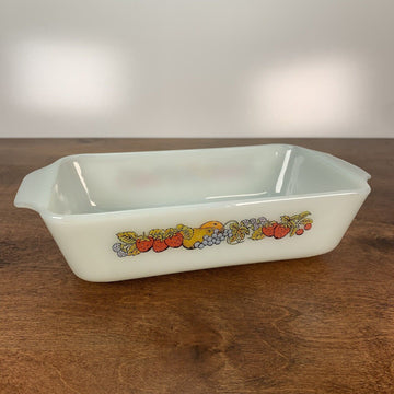 Vintage 1970’s Anchor Hocking Nature's Bounty Loaf Pan 1-Qt Baking Dish Fruit