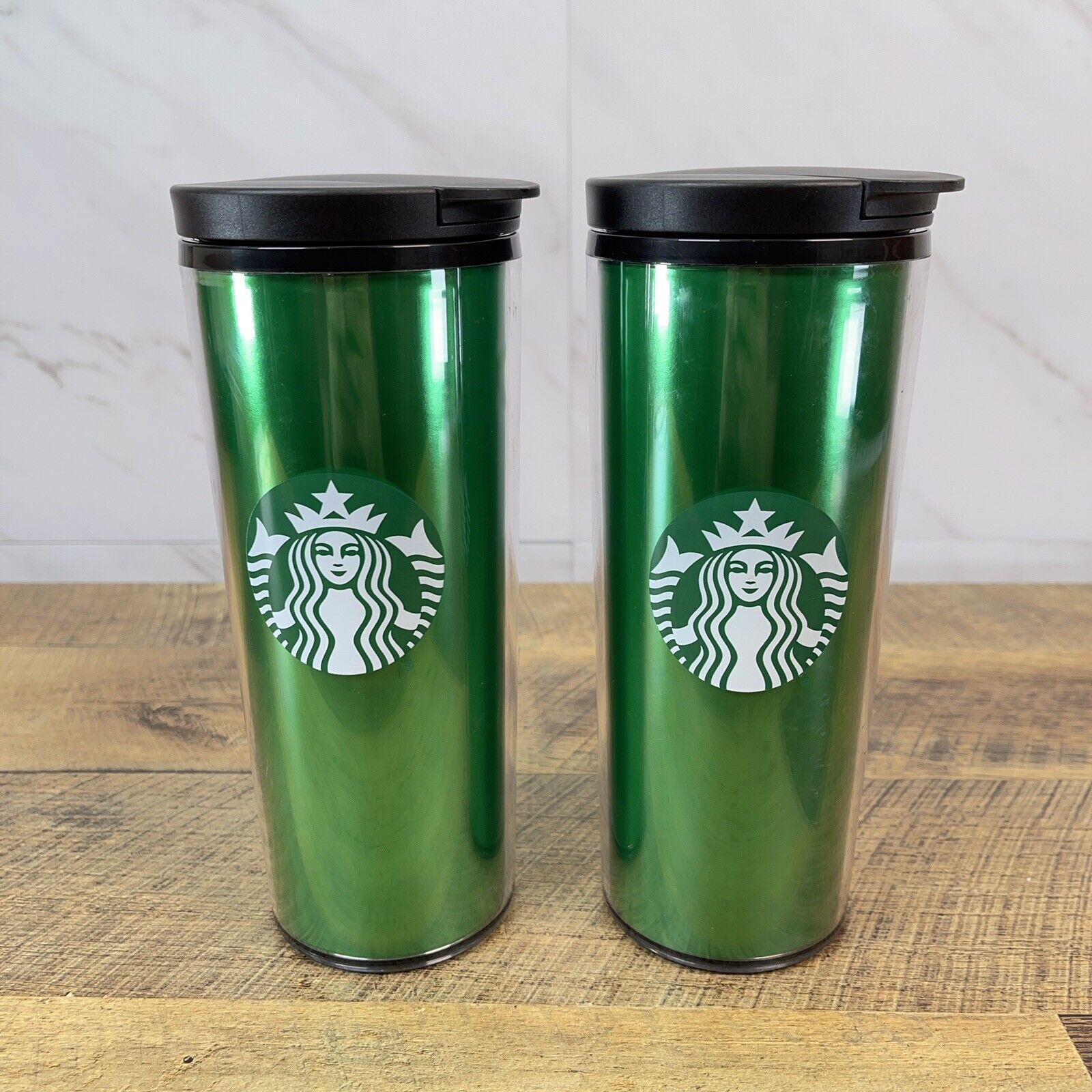 Starbucks 2020Siren Logo Acrylic 16 oz Travel Tumbler Green Cold Cup Set Of 2