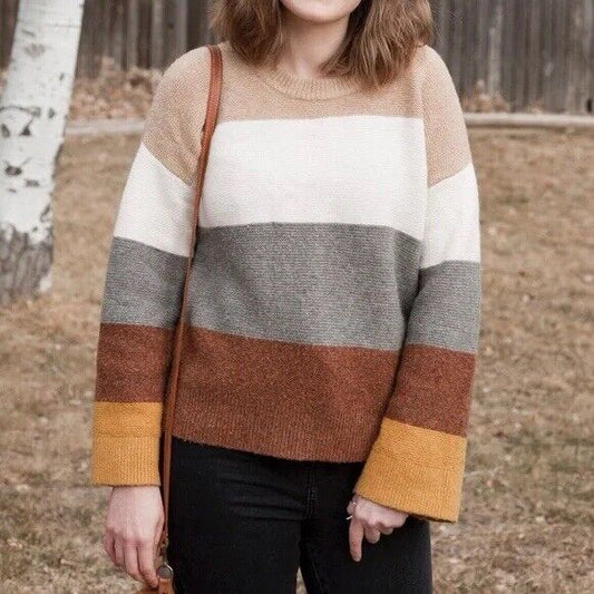 Madewell Stripe Oversize Sweater Bell Sleeve Size M