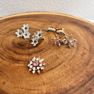 Vintage Screw Back Earrings Set Of 3 Floral