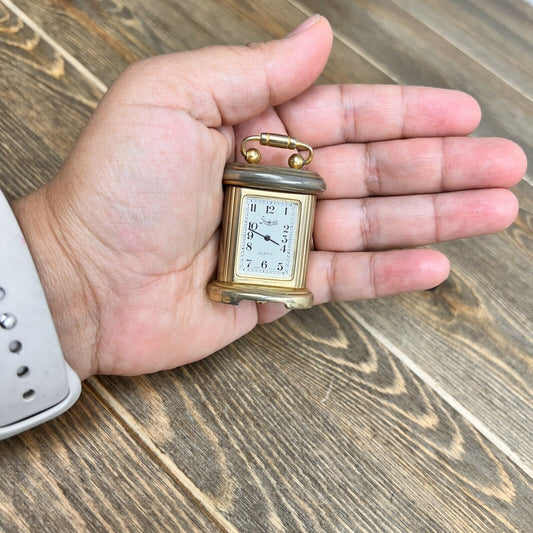 Vintage Sheffield miniature metal ,gold colored  clock