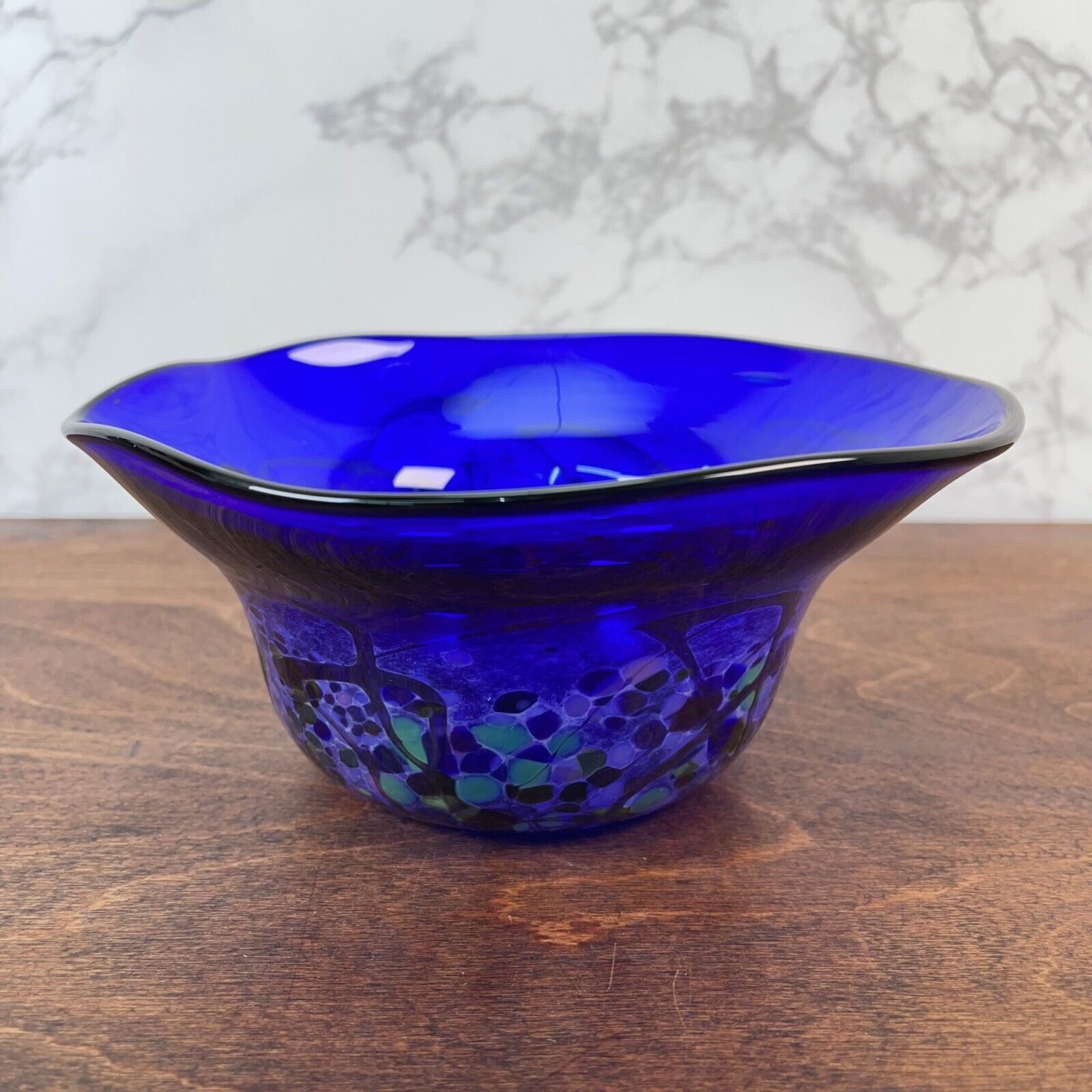 COBALT BLUE GLASS UNUSUAL BOWL