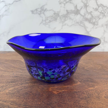 COBALT BLUE GLASS UNUSUAL BOWL