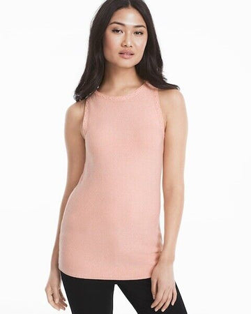 White House Black Market XS Sleeveless Knit Sweater Top Tank Peach Metallic