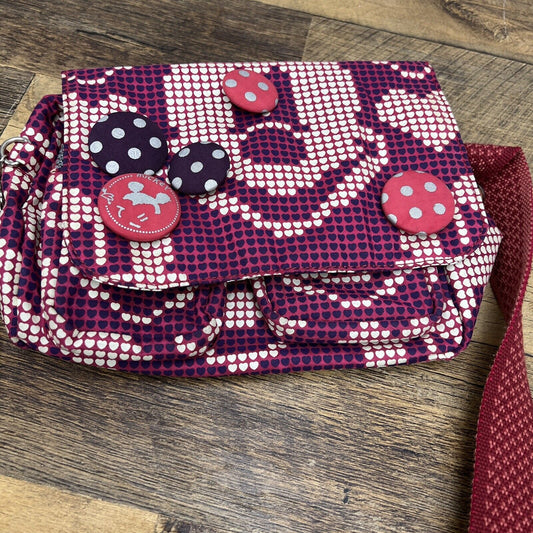 Disney Mickey Mouse Crossbody Purple, Pink Hearts Charms Buttons Bag Purse Nylon