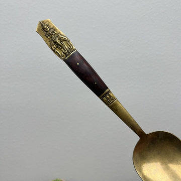 Vintage Brass and Wood Souvenir Spoon Thailand Nickelbonze