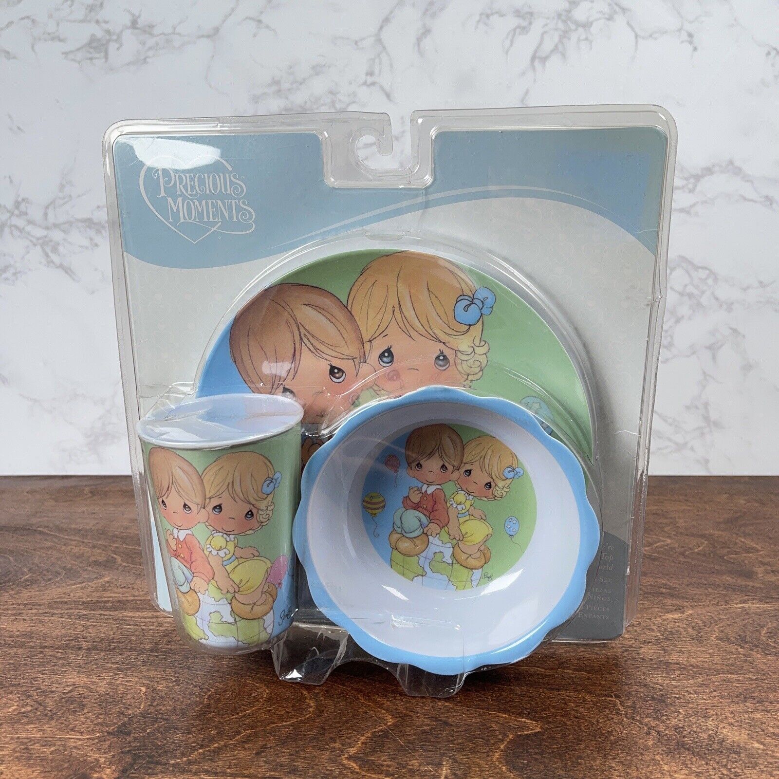 3pc Precious Moments Plastic Cup Plate Bowl Gibson Christmas Hearth & Trim