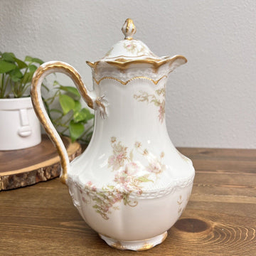 HAVILAND LIMOGES PINK ROSES COFFEE CHOCOLATE POT