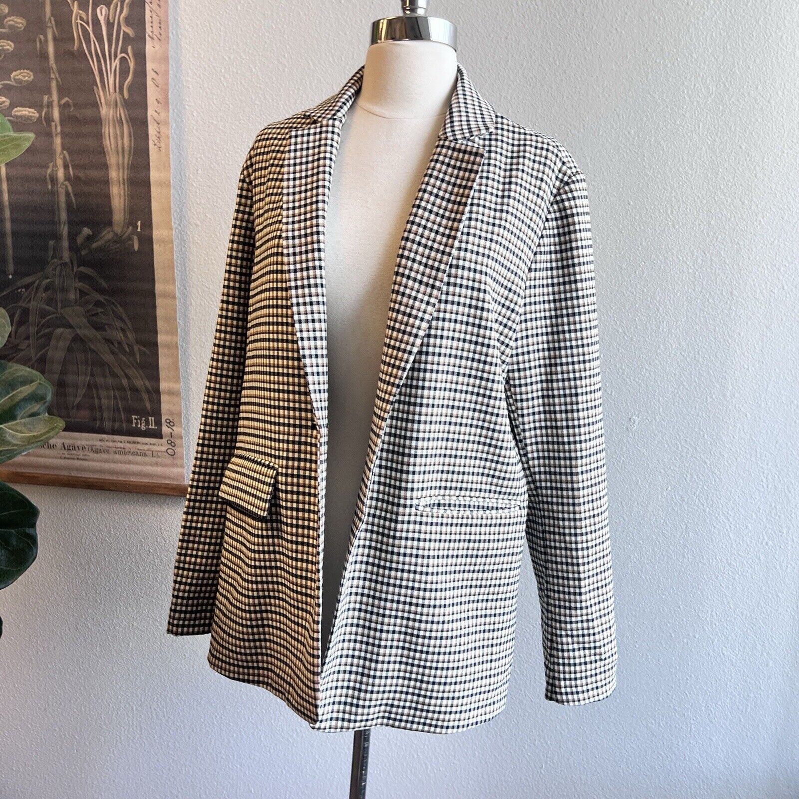 Every Houndstooth Print Blazer Jacket Size Small