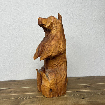 Rustic Wood Carving Standing Bear Sculpture 20” Home Decor