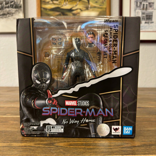 Spider-Man No Way Home Bandai Japan Special Set Black & Gold Suit Figure w/Stand