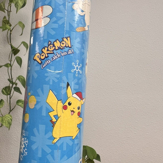 Vintage Year 2000 Pikachu Pokemon Holiday Wrapping Paper Nintendo Gamefreak