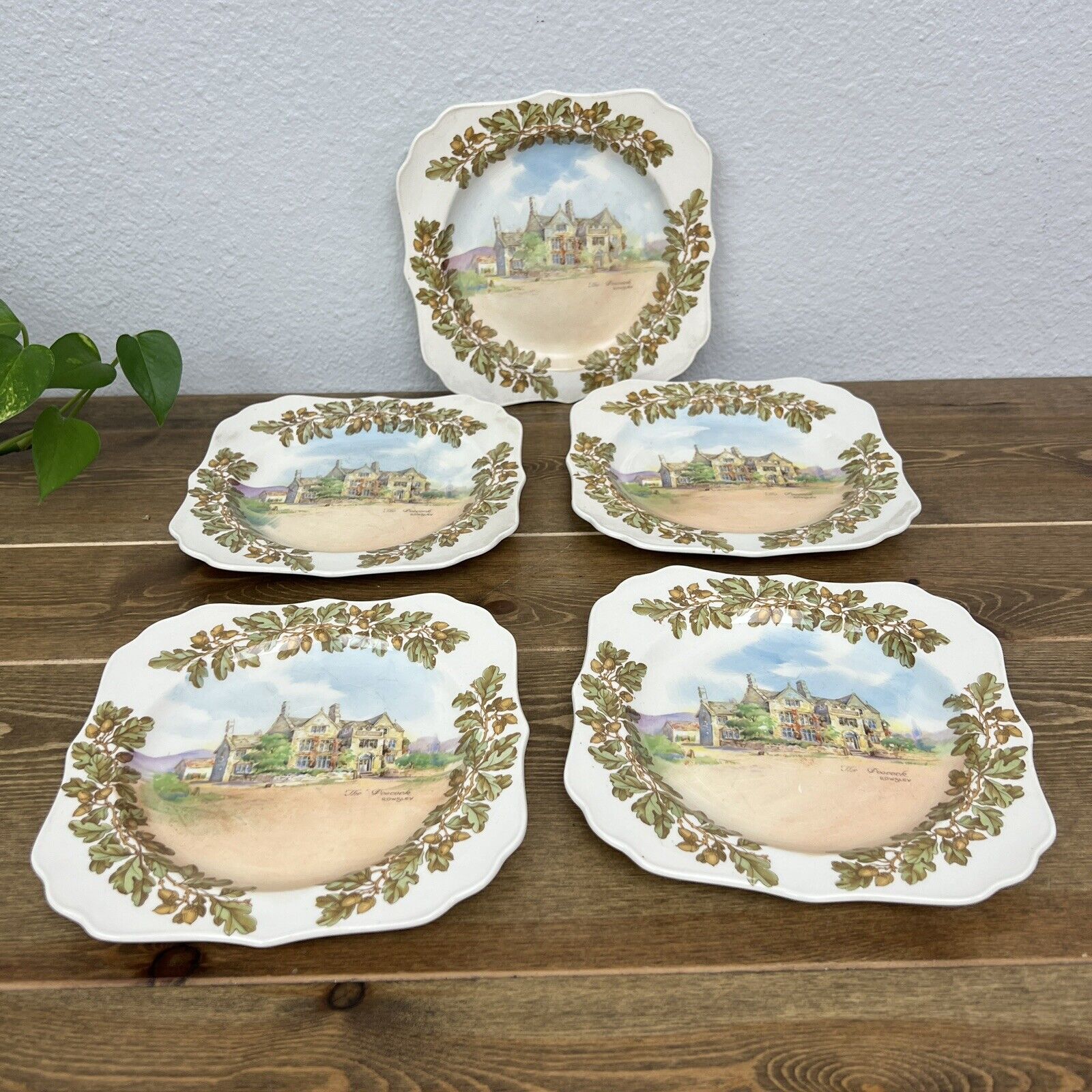 Royal Doulton Old English Inns Square Plates 7 3/4" The Peacock The Crab Inn 5