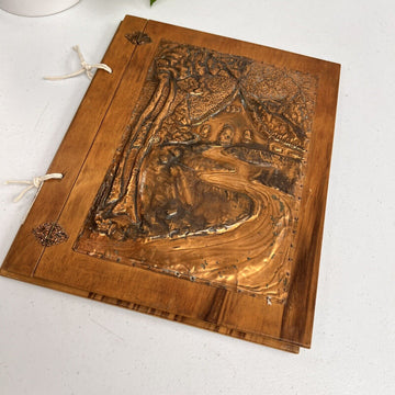 Wooden-My Scrapbook-Cover Forest Copper Scene Rustic