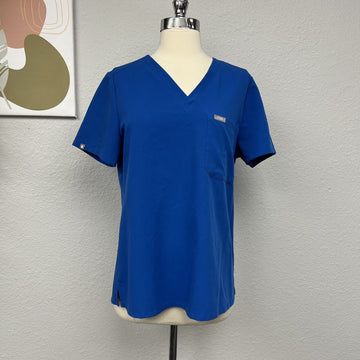 FIGS Technical Collection Women's Blue Scrub Top Front Pocket Size M