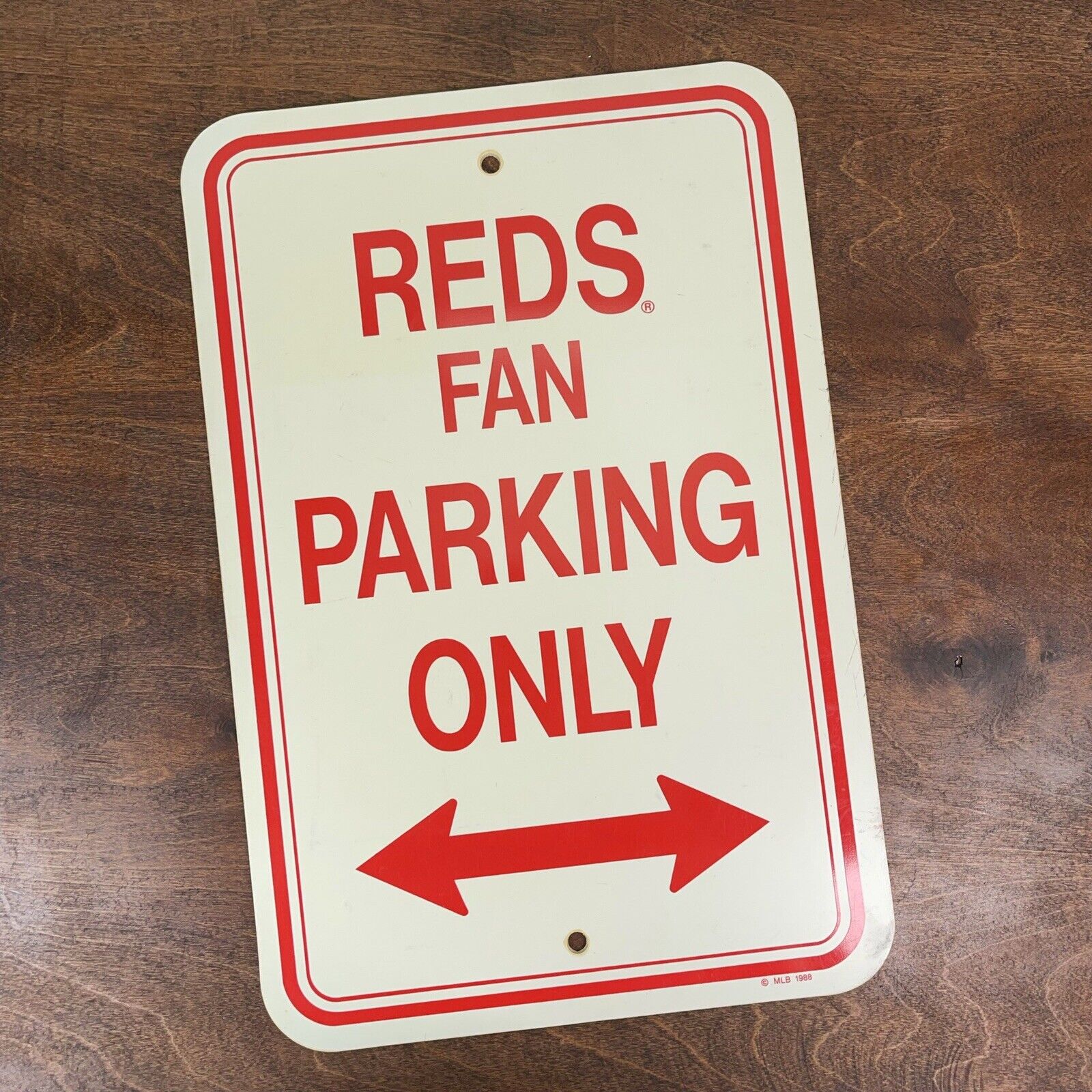 Vintage Reds Fan Only Parking Sign 1988