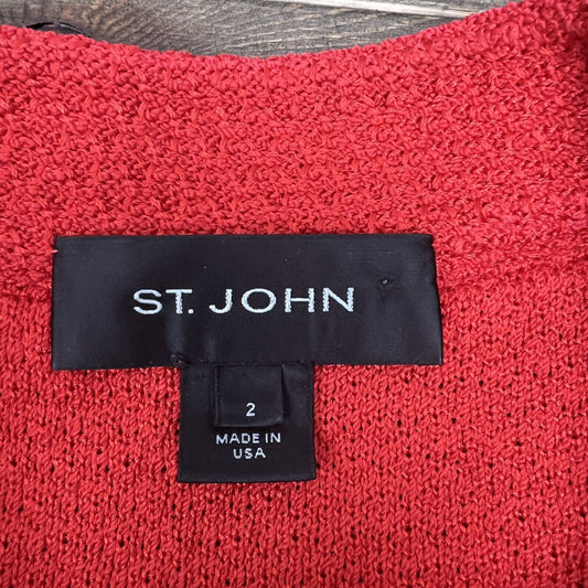 St. John Collection Red  Button Up Size 2 Made In USA Vintage