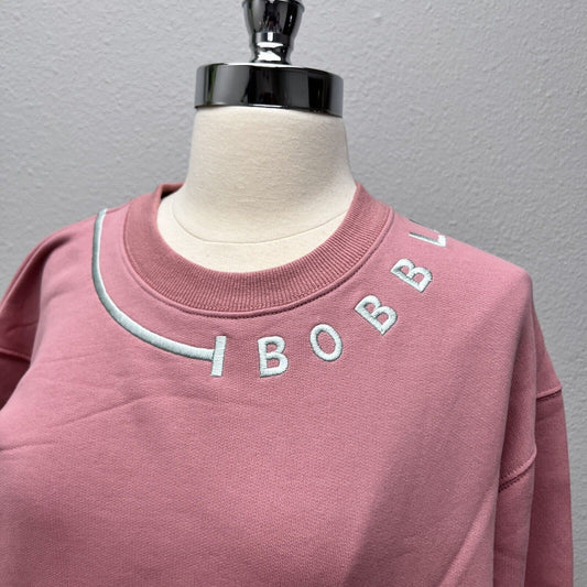 NWT BOBBLEHAUS Signature Cotton Crew Neck Sweatshirt Sweater Stitch Pink Sz L