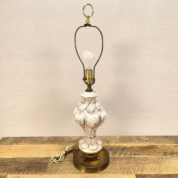 Beige and Gold Ceramic Vintage Table Lamp MADE IN ITALY CAPODIMONTE