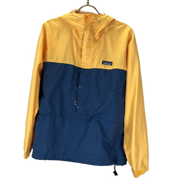 Patagonia Vintage Anorak Pullover Jacket XS Yellow Blue 1/2 Zip Hooded