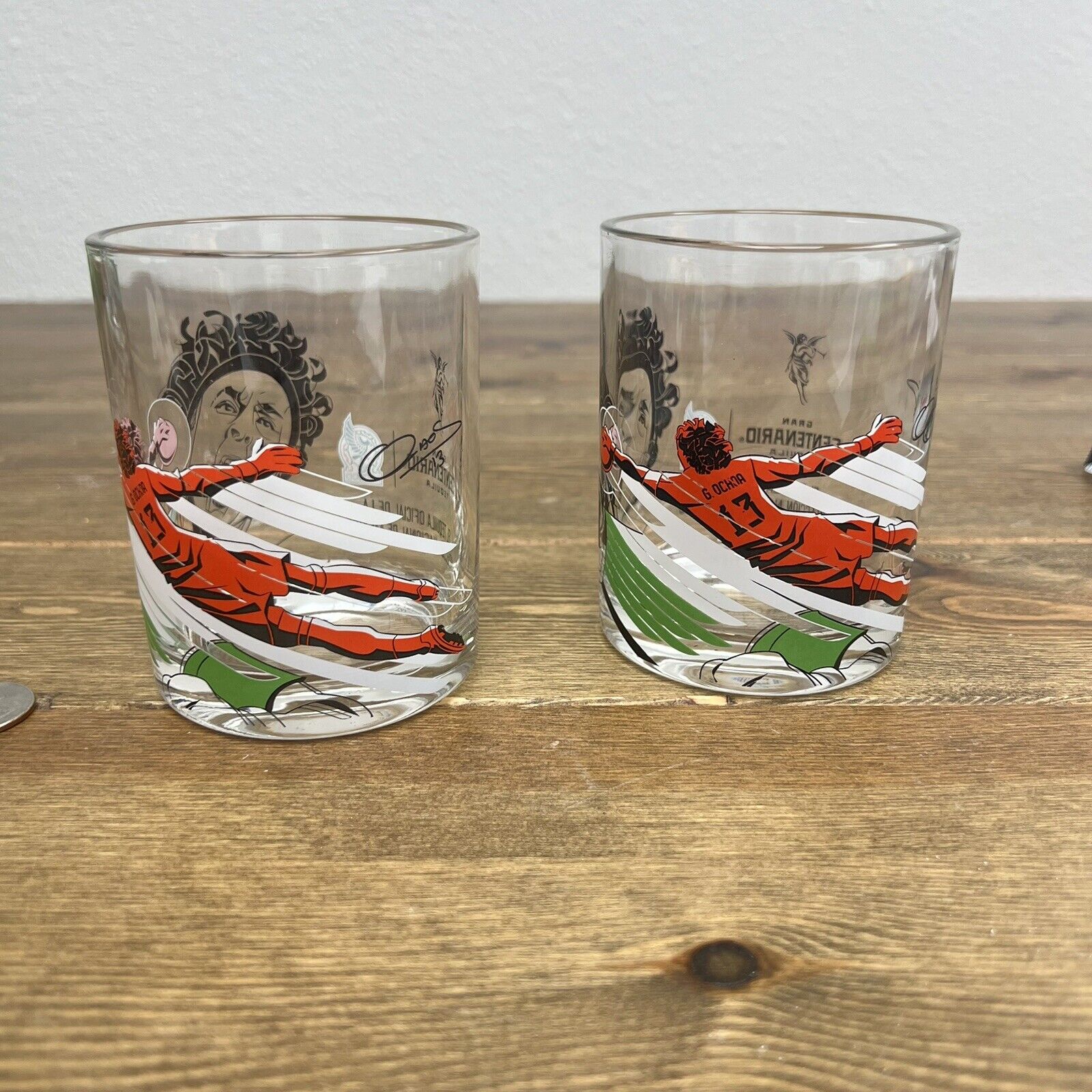 Collectible Gran Centenario Tequila Mexican National Team Soccer Ochoa Glass Set