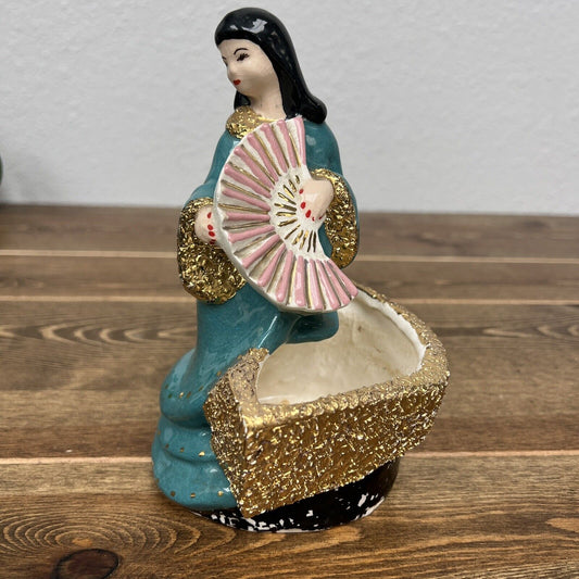 Vintage Asian Mid-Century Planter Geisha Girl