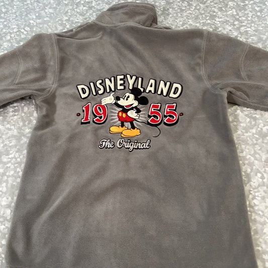 Walt Disney World Vintage Disneyland Mickey Kid’s Large Zip Fleece Jacket Gray