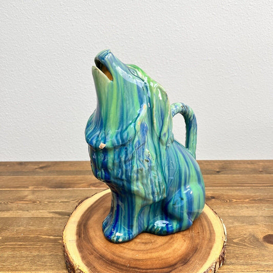 Vintage Oaxacan Mexico Drip Ware Pottery Dog Pitcher