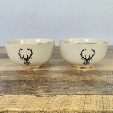 Set of 2 Bloomingville Stag Deer Gold Trim Lodge Bowls 5”