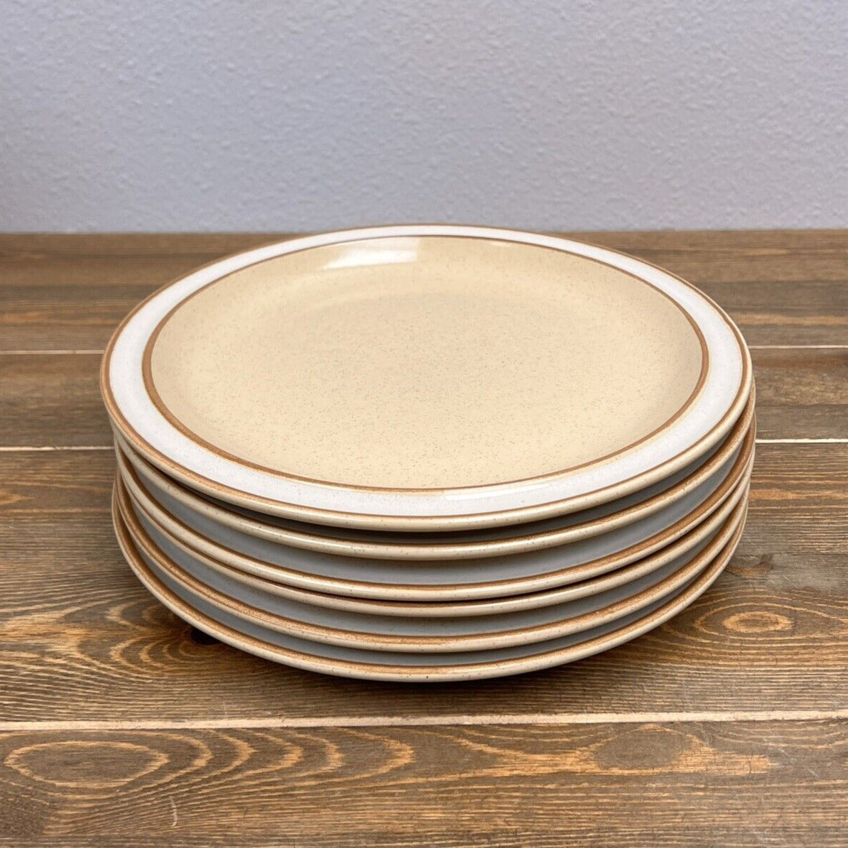 Vintage Set 6 Sunmarc Ayer's Rock Fawn SM-6505 Stoneware 10" Dinner Plates Japan