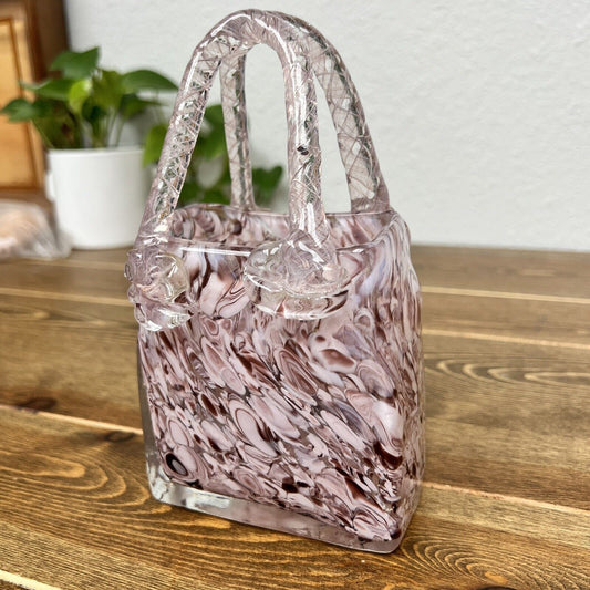 Block Crystal Glass Confetti Purple and White Purse