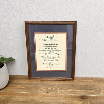 Laura Leiden Calligraphy 1994 framed Matted “Faith” Vintage