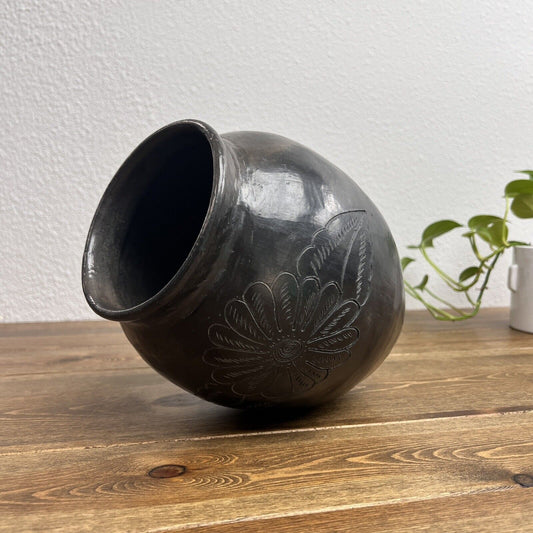 Vintage Oaxaca Black Clay Vase Home Decor