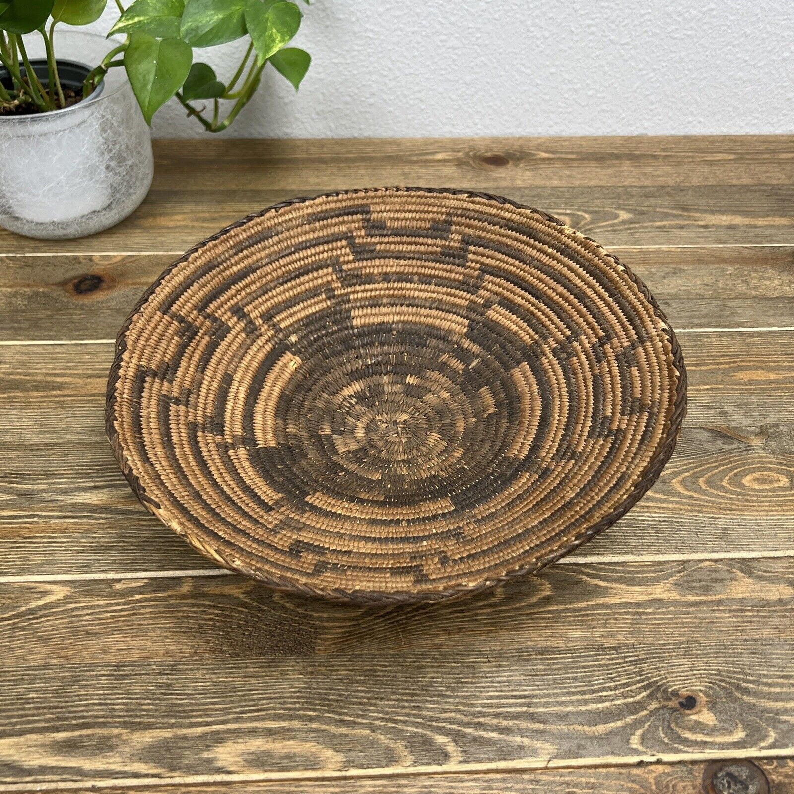 Antique Southwest Native American Pima Woven Basket Bowl