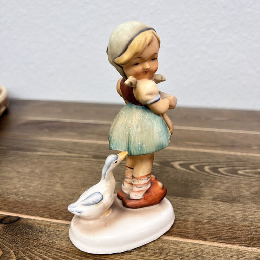 Vintage Lefton K8577 "Feeding Time" Porcelain Dutch Girl with Duck Figurine