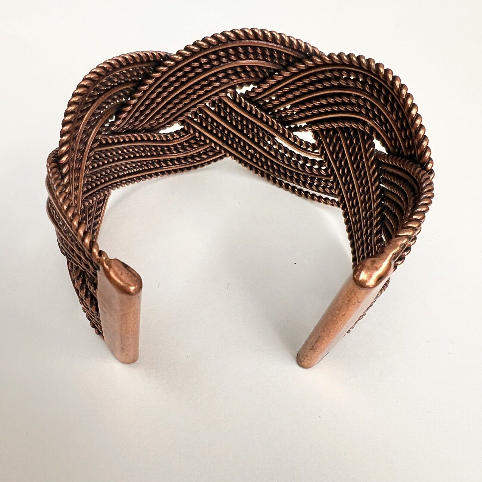 Vintage Copper Braided Costume Jewelry Cuff Bracelet