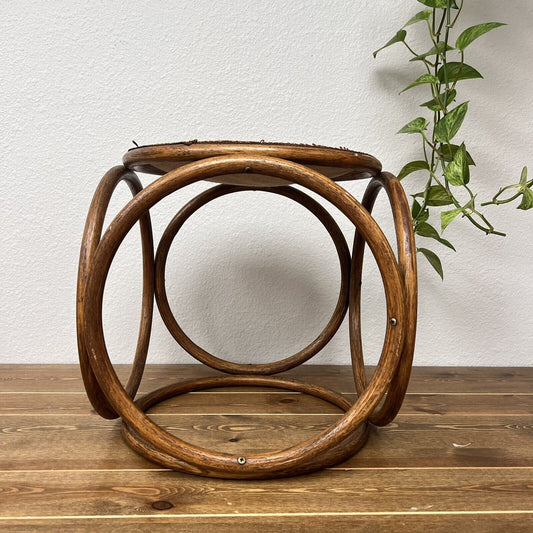 Vintage Thonet Style Footstool Mid Century Bentwood Stool Plant Stand