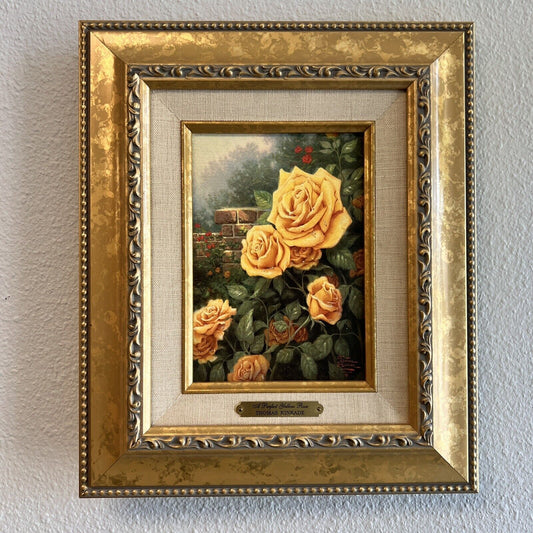 Thomas Kincade A Perfect Yellow Rose Accent with COA (Certificate) 10x12 Framed