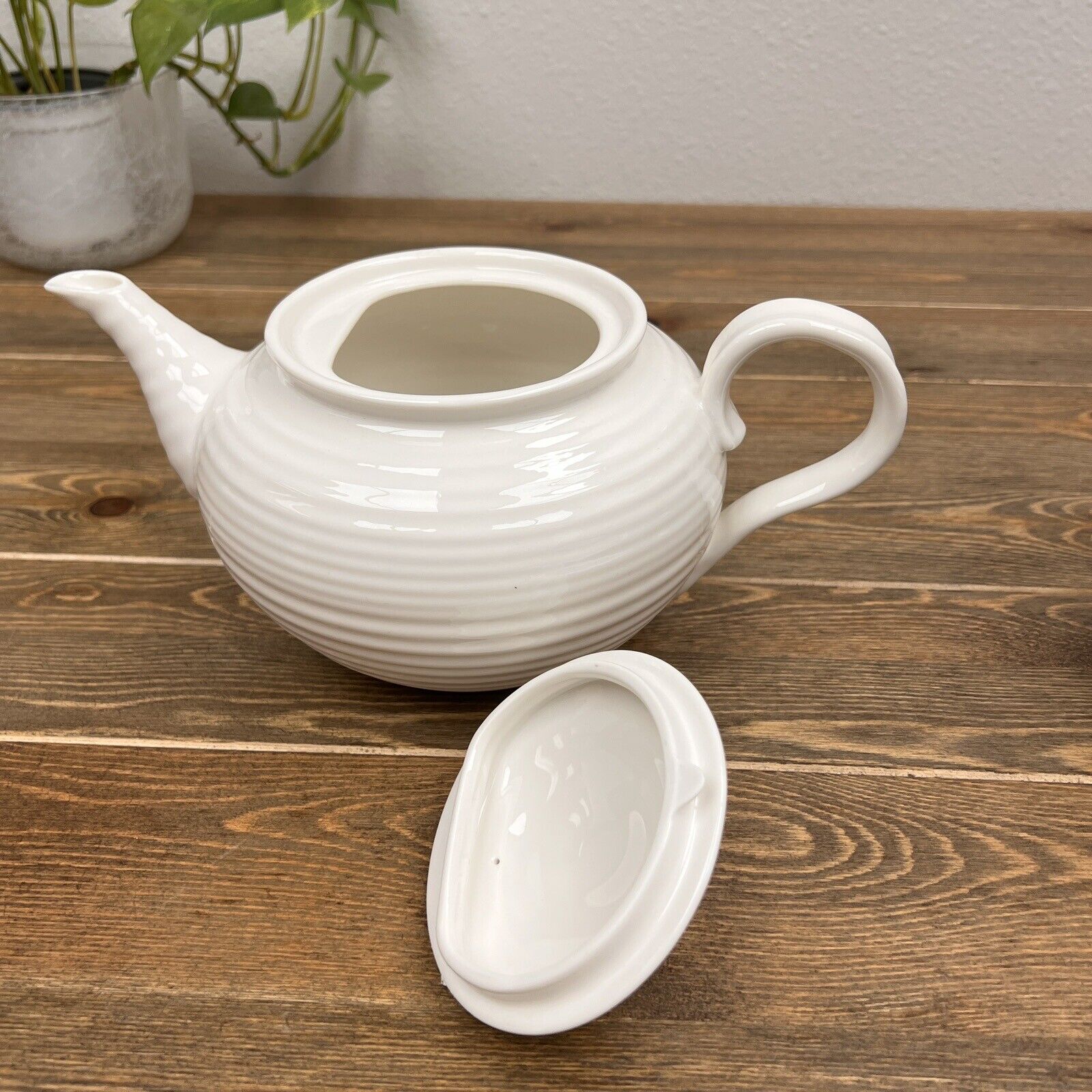 Sophie Conran for Portmeirion White Cream Embossed Rings 4 Cup Teapot